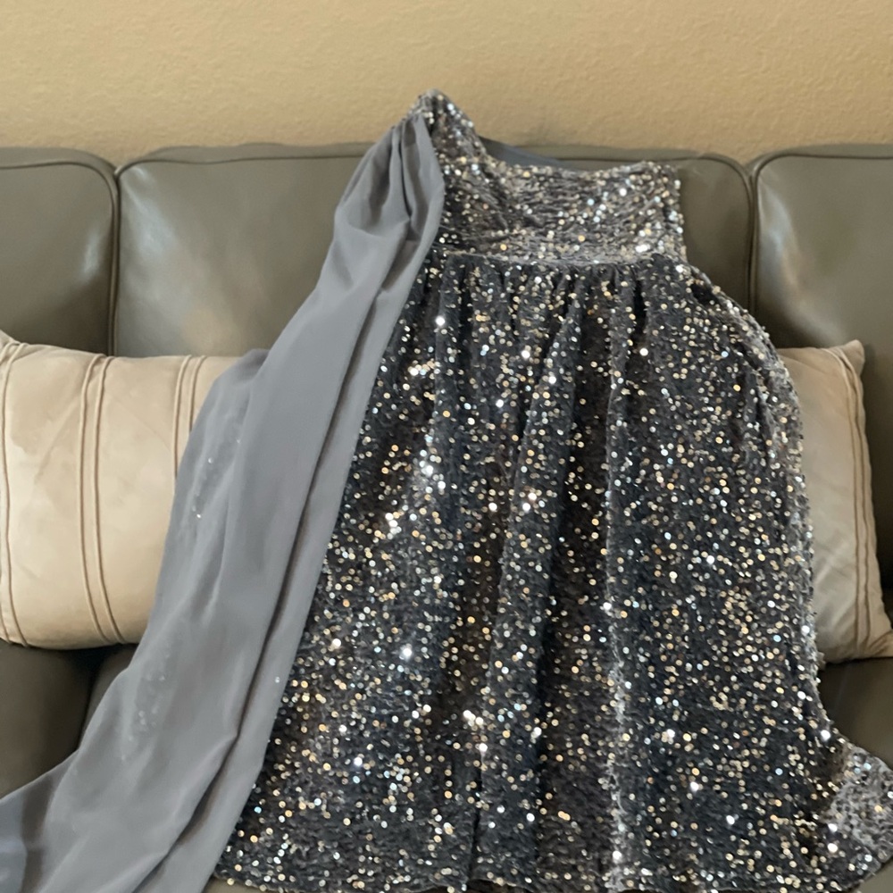 Elegant Silver Sequin Dress for Girls